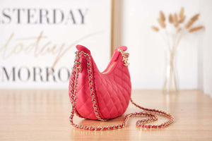 Chanel AS3917 Clutch With Chain Lambskin & Shiny Light Gold Metal Red - Default Title - View 4