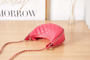 Chanel AS3917 Clutch With Chain Lambskin & Shiny Light Gold Metal Red - Default Title - View 5