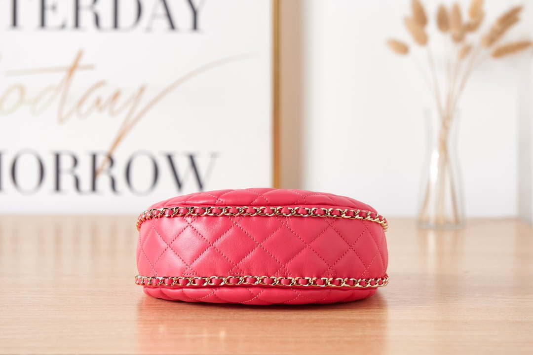 Chanel AS3917 Clutch With Chain Lambskin & Shiny Light Gold Metal Red - Default Title - View 7