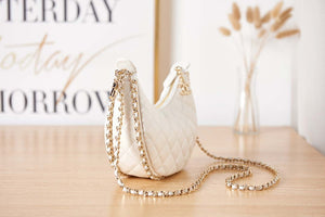 Chanel AS3917 Clutch With Chain Lambskin & Shiny Light Gold Metal White - Default Title - View 4