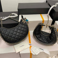 Chanel AS3917 Small Hobo Bag Lambskin & Shiny Light Gold Metal Black - Default Title - View 1