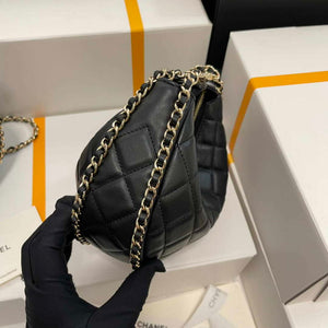 Chanel AS3917 Small Hobo Bag Lambskin & Shiny Light Gold Metal Black - Default Title - View 4