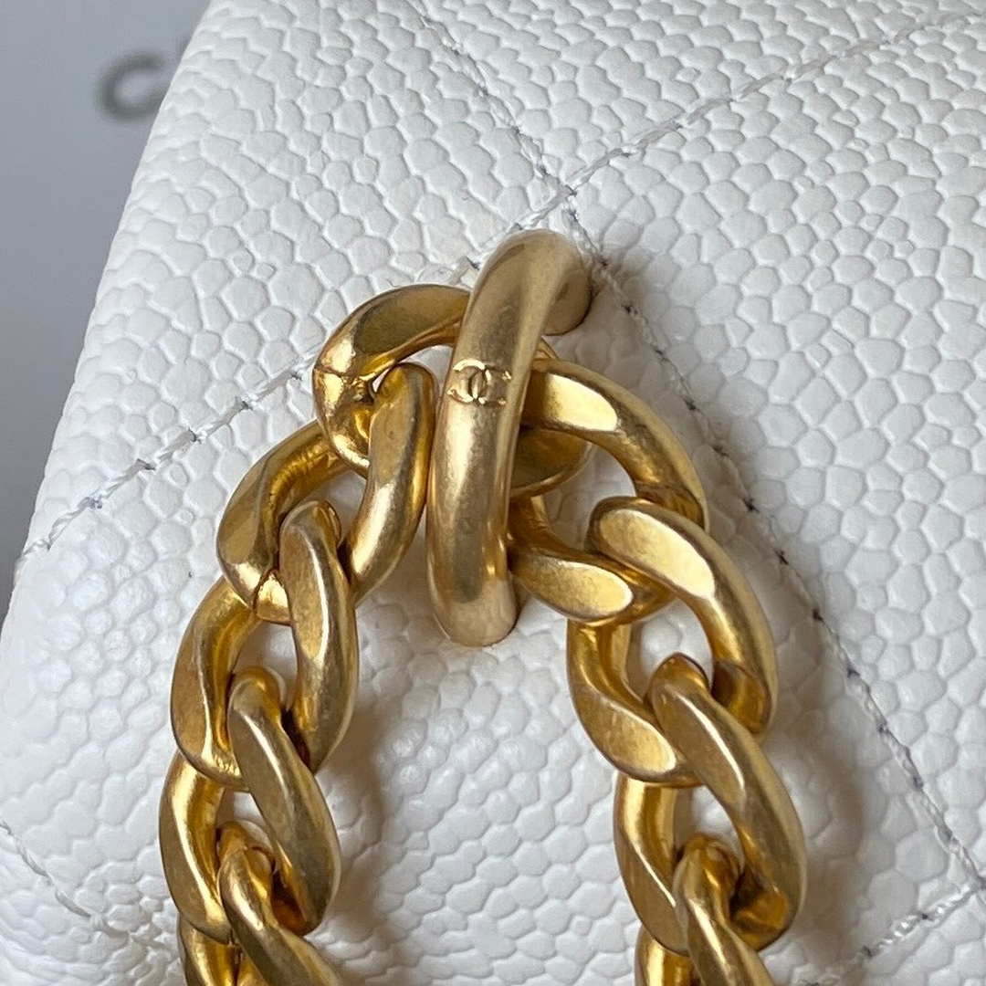 Chanel AS3921 Flap Chain Bag White Calfskin Gold