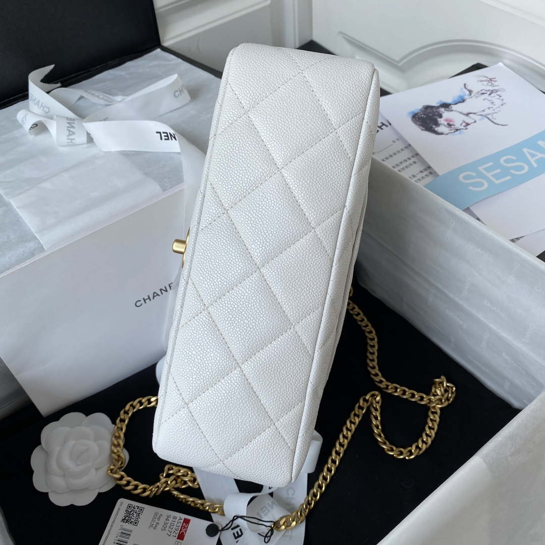 Chanel AS3921 Flap Chain Bag White Calfskin Gold - Default Title - View 5