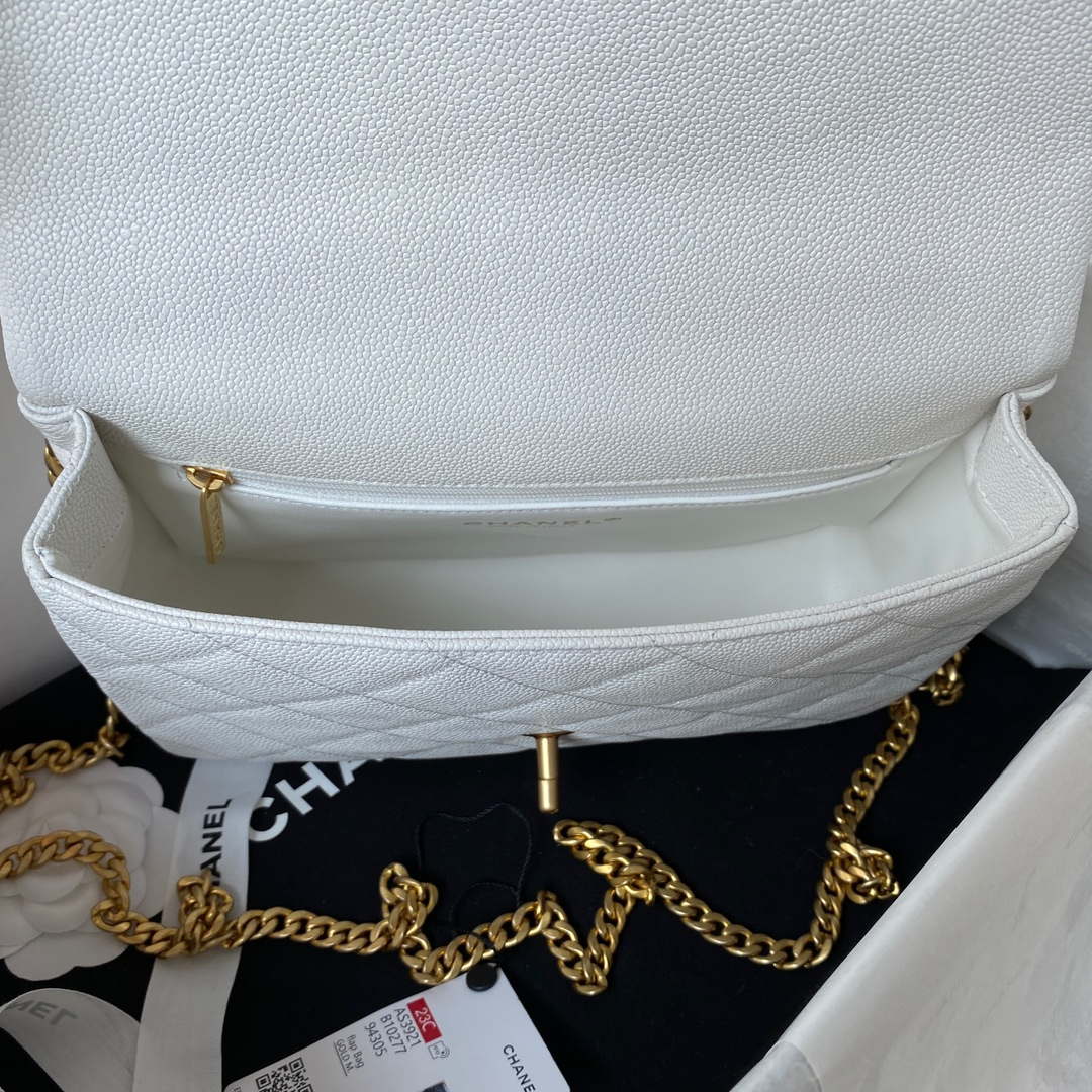 Chanel AS3921 Flap Chain Bag White Calfskin Gold - Default Title - View 8