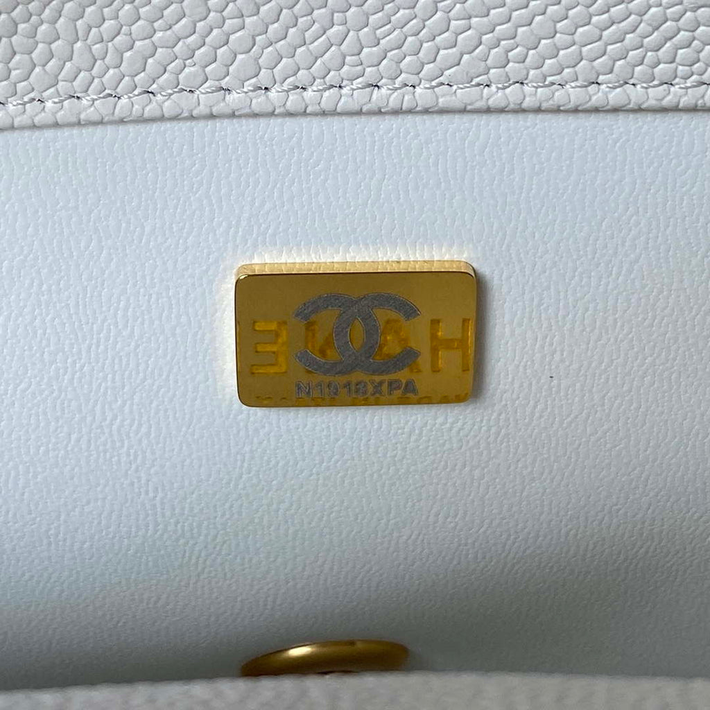 Chanel AS3921 Flap Chain Bag White Calfskin Gold
