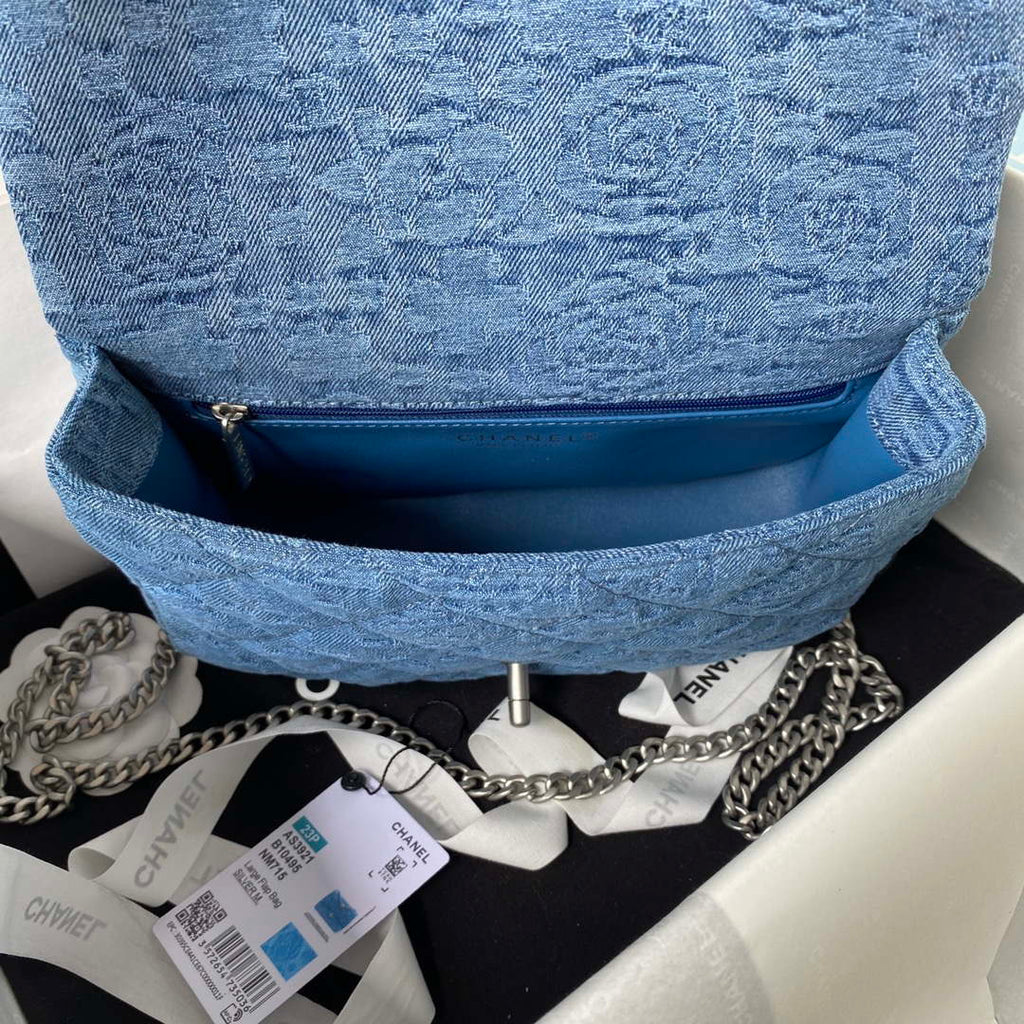 Chanel AS3921 Flap Classic Bag Woc Denim Blue