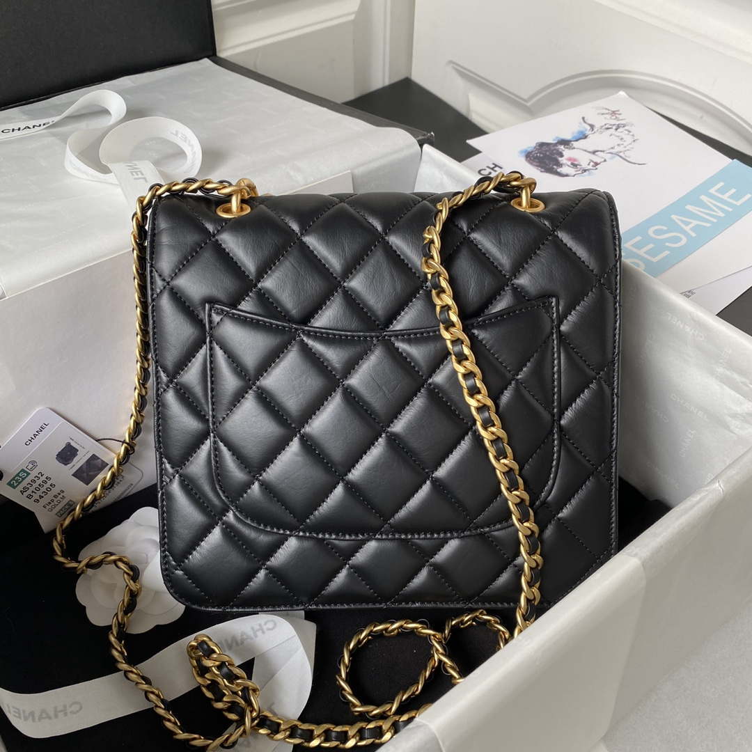 Chanel AS3932 Flap Classic Bag CF Lambskin Black Gold - Default Title - View 2