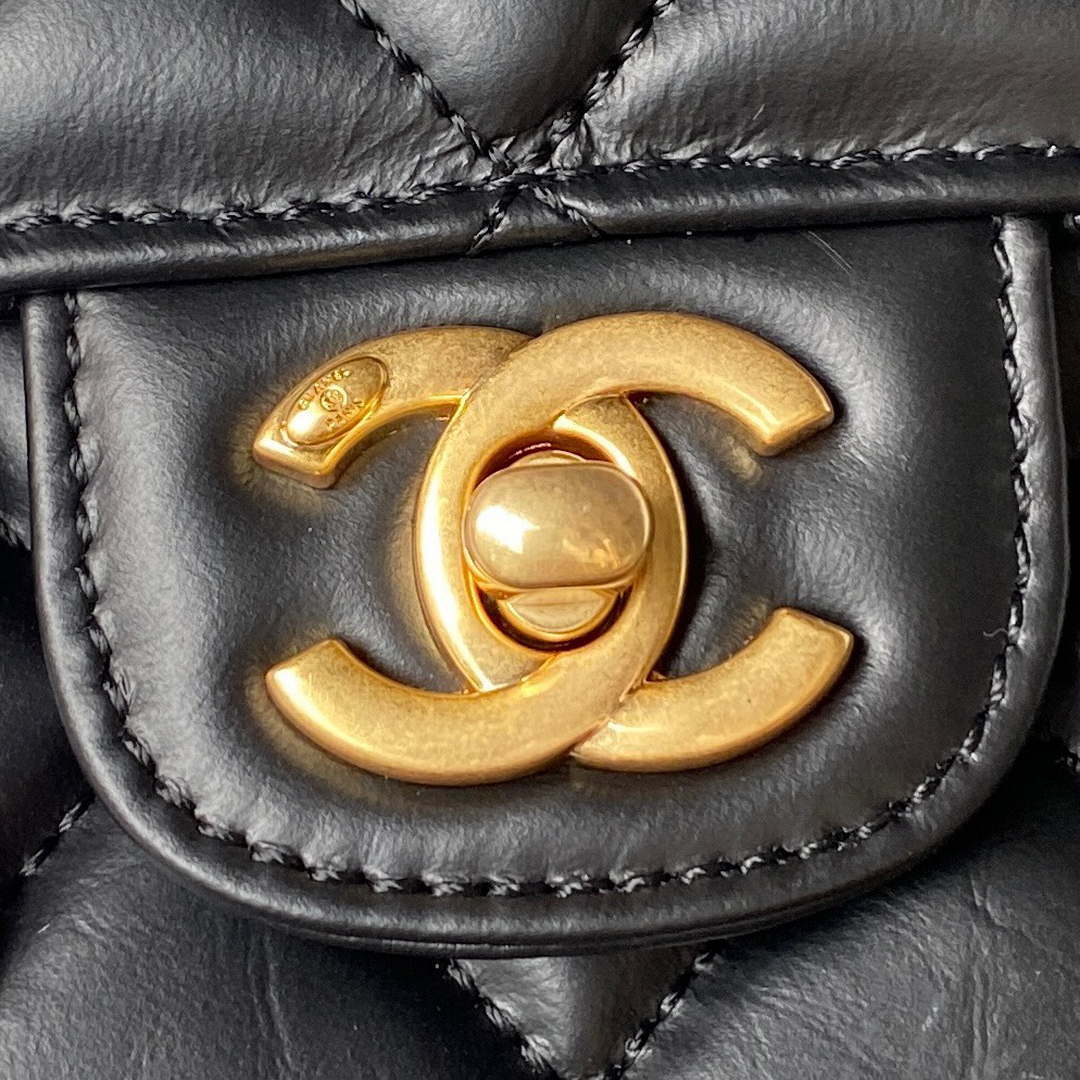 Chanel AS3932 Flap Classic Bag CF Lambskin Black Gold - Default Title - View 3