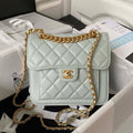 Chanel AS3932 Flap Classic Bag CF Lambskin Light Blue Gold - Default Title - View 1