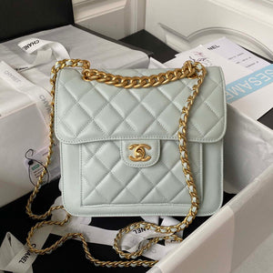 Chanel AS3932 Flap Classic Bag CF Lambskin Light Blue Gold - Default Title - View 1