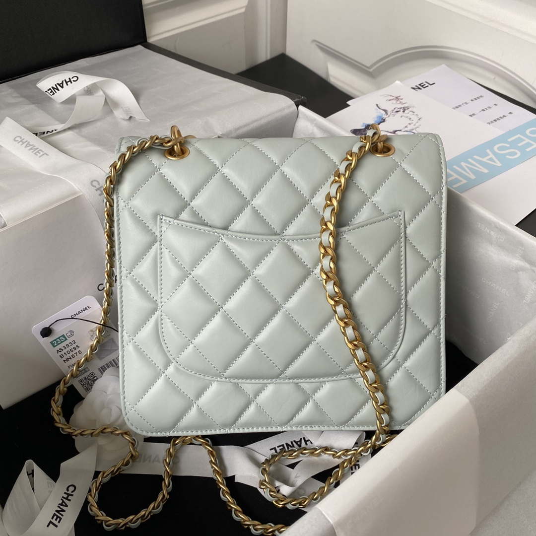 Chanel AS3932 Flap Classic Bag CF Lambskin Light Blue Gold - Default Title - View 2