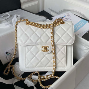 Chanel AS3932 Flap Classic Bag CF Lambskin White Gold - Default Title - View 1