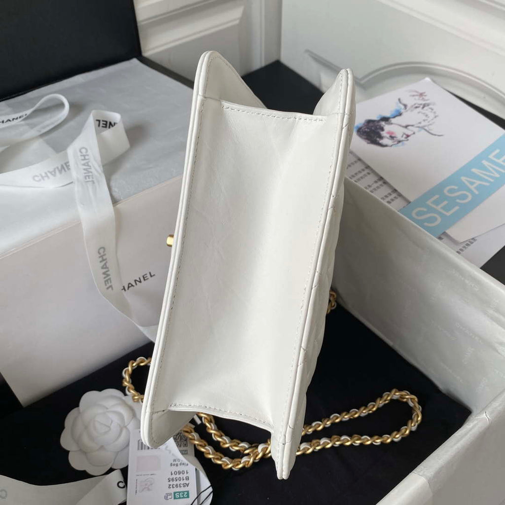 Chanel AS3932 Flap Classic Bag CF Lambskin White Gold