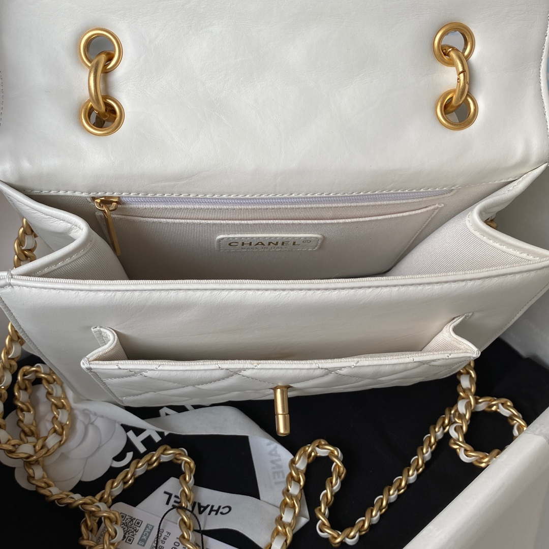 Chanel AS3932 Flap Classic Bag CF Lambskin White Gold - Default Title - View 7