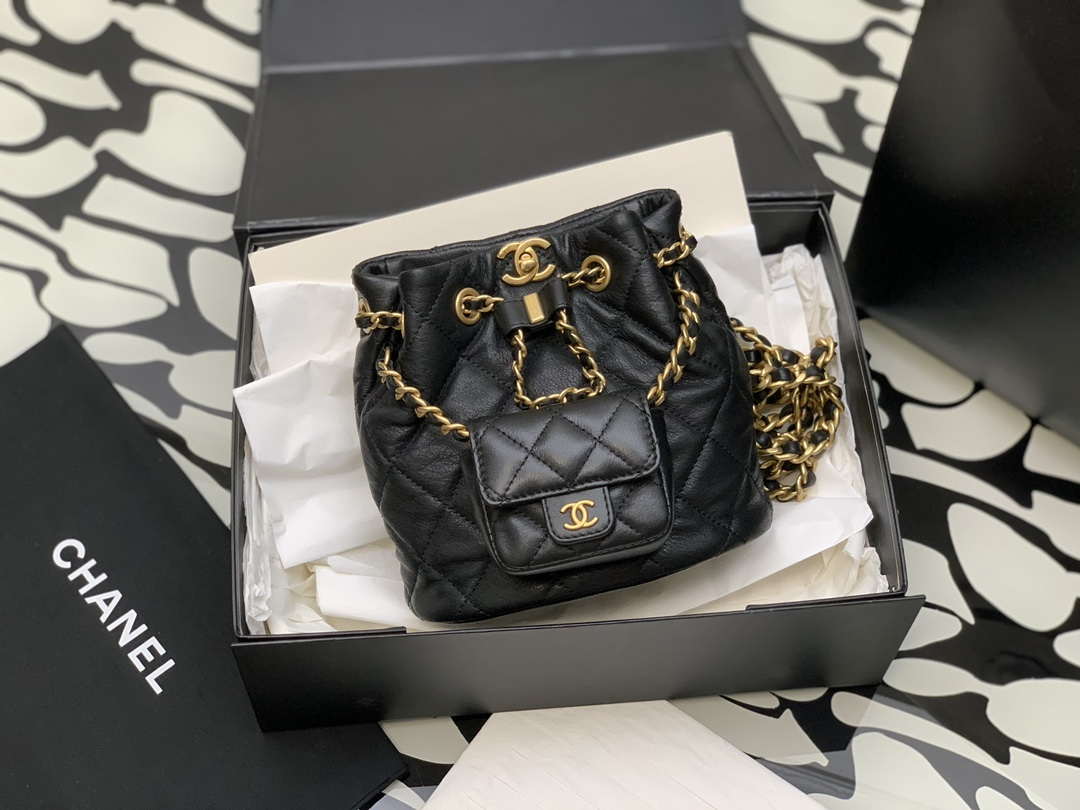 Chanel AS3947 Small Backpack Lambski & Gold-Tone Metal Black - Default Title - View 1