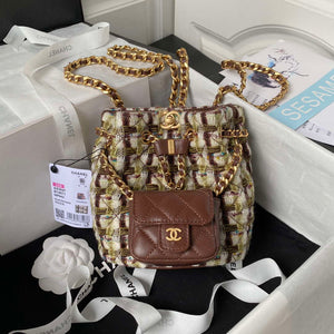 Chanel AS3947 Small Backpack Wool Tweed Lambski & Gold-Tone Metal Brown - Default Title - View 1
