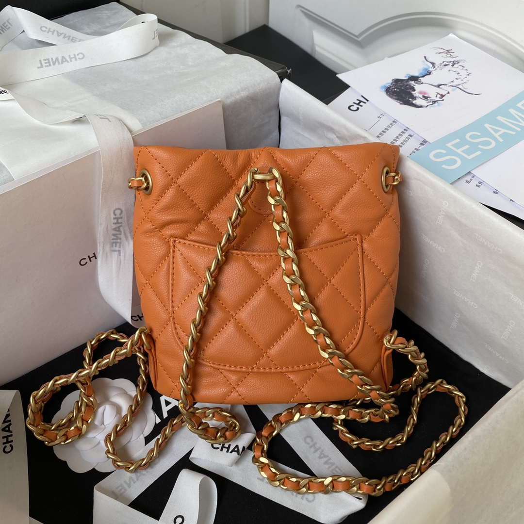 Chanel AS3947 Small Backpack Lambski & Gold-Tone Metal Orange - Default Title - View 2