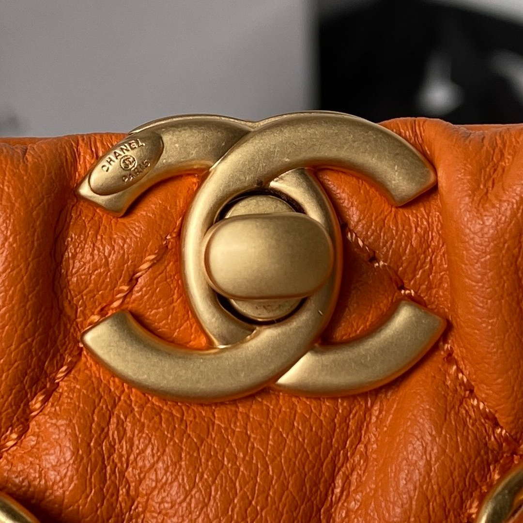 Chanel AS3947 Small Backpack Lambski & Gold-Tone Metal Orange - Default Title - View 3