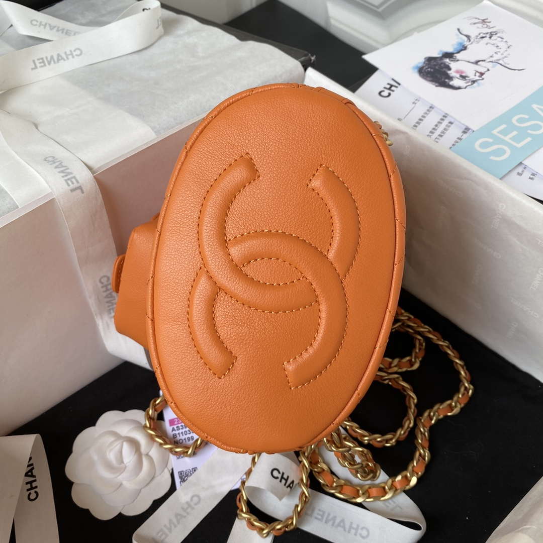 Chanel AS3947 Small Backpack Lambski & Gold-Tone Metal Orange - Default Title - View 5