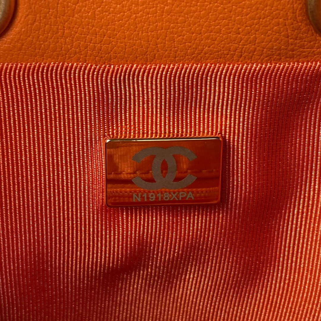 Chanel AS3947 Small Backpack Lambski & Gold-Tone Metal Orange