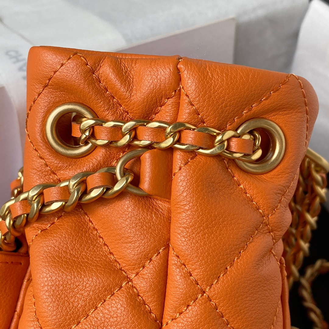 Chanel AS3947 Small Backpack Lambski & Gold-Tone Metal Orange - Default Title - View 7
