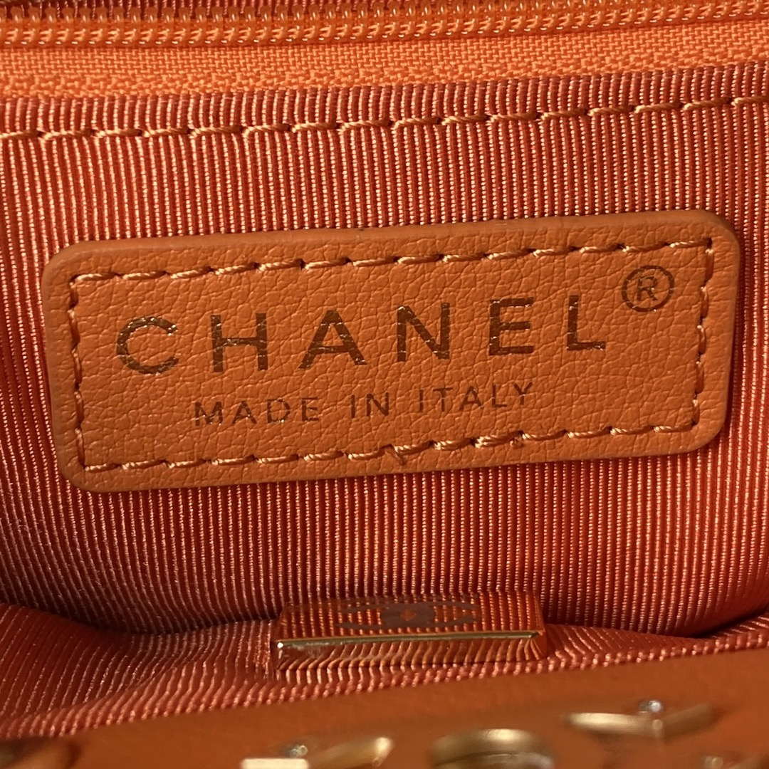 Chanel AS3947 Small Backpack Lambski & Gold-Tone Metal Orange
