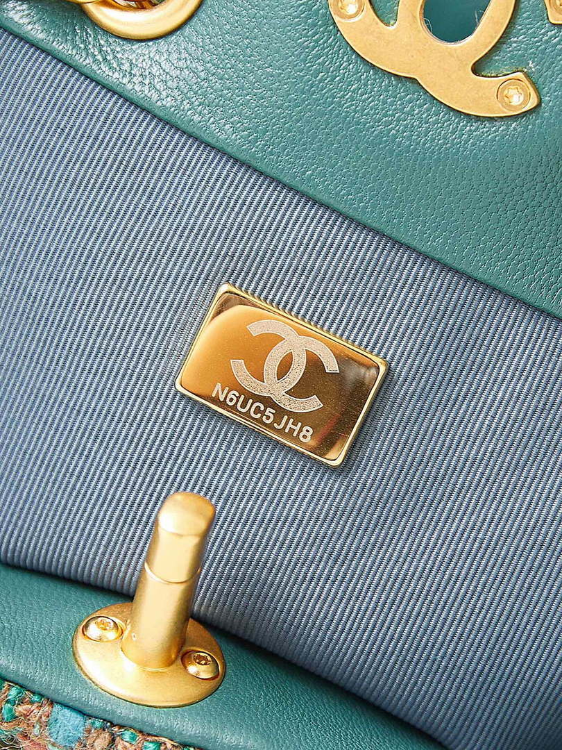 Chanel AS3947 Small Backpack Wool Tweed, Lambski & Gold-Tone Metal Green