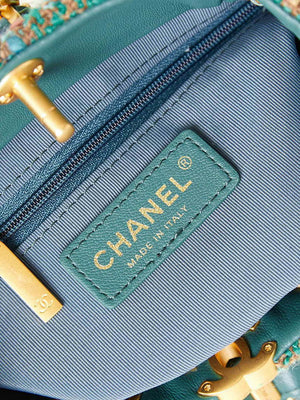 Chanel AS3947 Small Backpack Wool Tweed, Lambski & Gold-Tone Metal Green - Default Title - View 6
