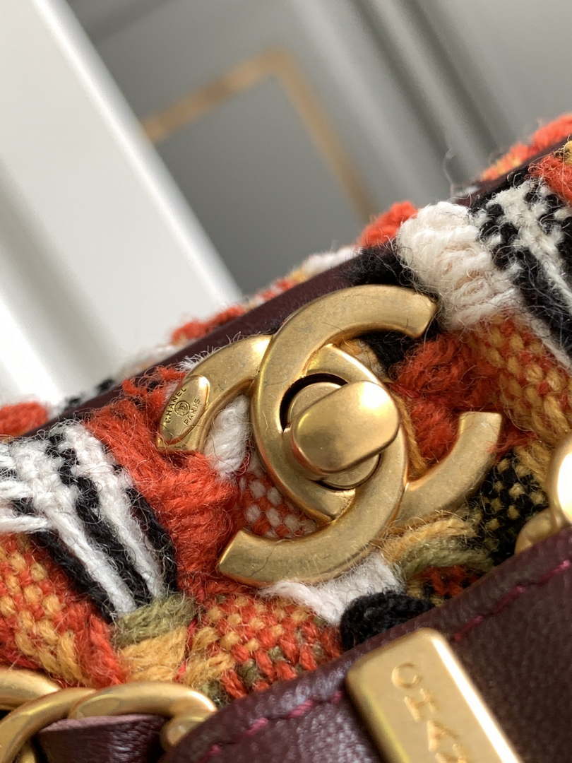 Chanel AS3947 Small Backpack Wool Tweed, Lambski & Gold-Tone Metal Orange - Default Title - View 5