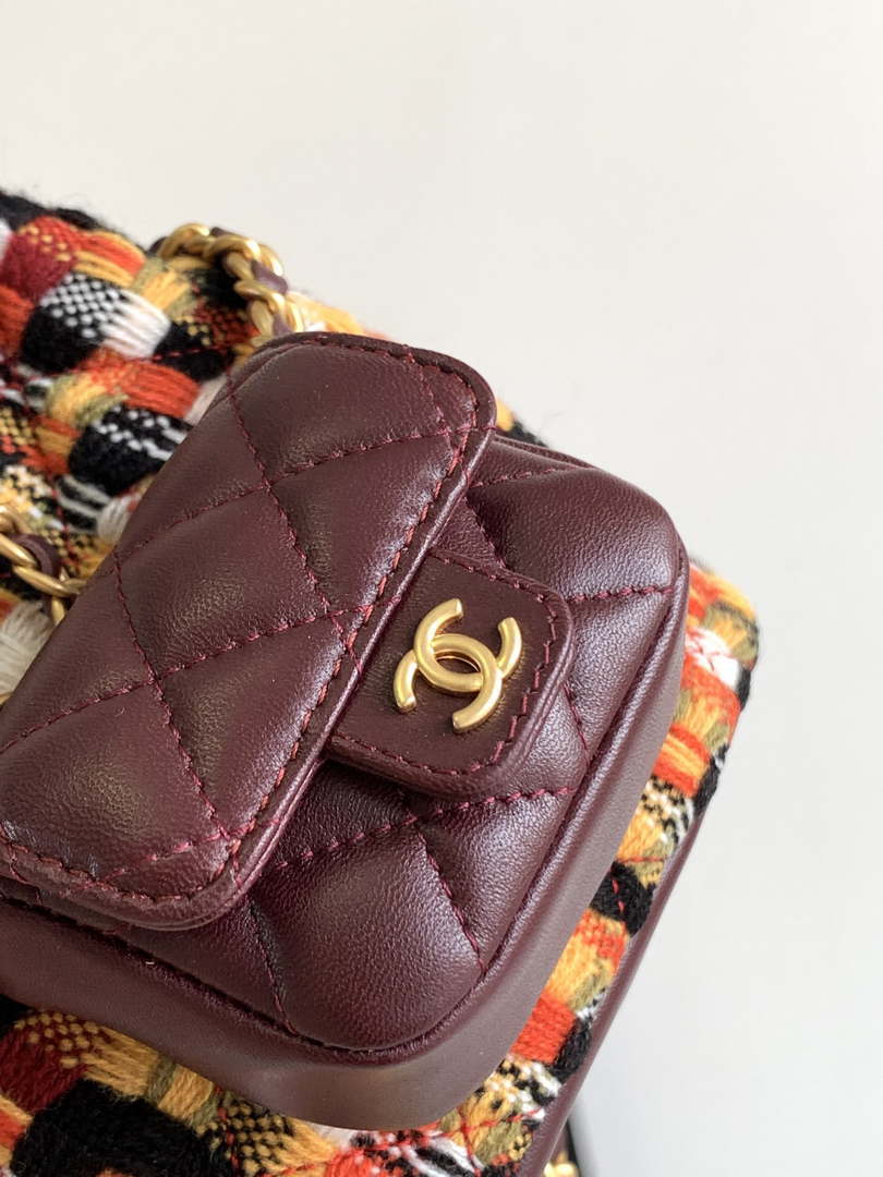 Chanel AS3947 Small Backpack Wool Tweed, Lambski & Gold-Tone Metal Orange - Default Title - View 6