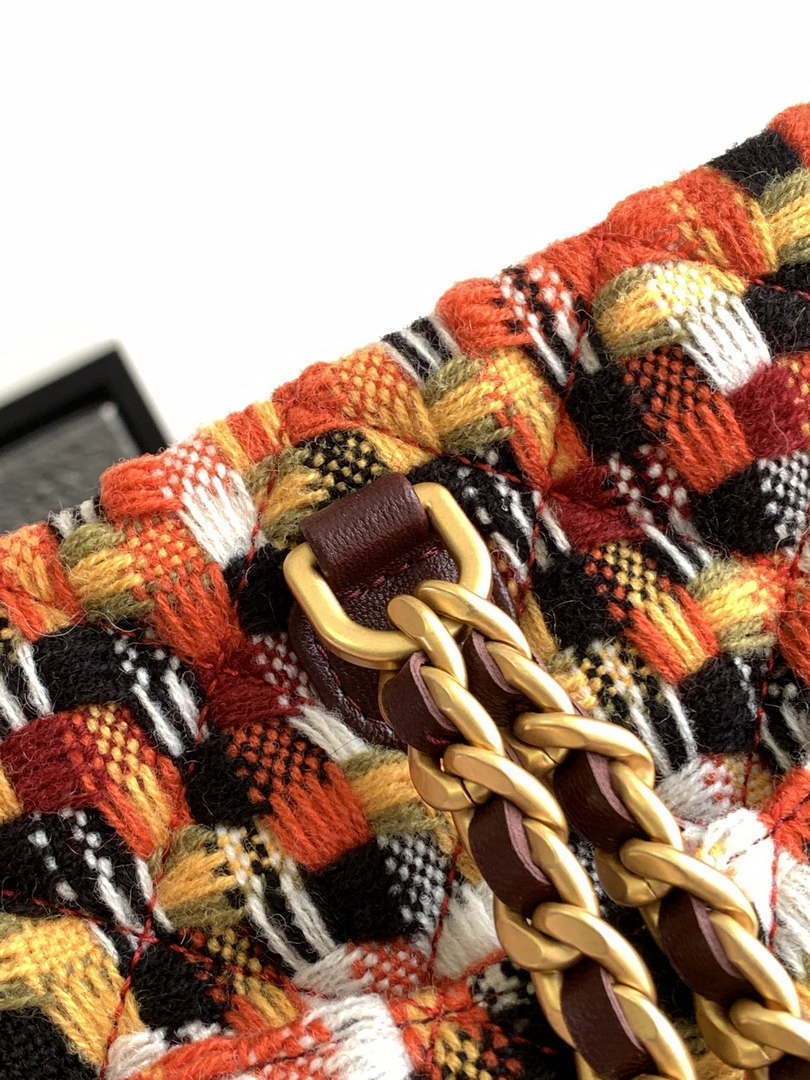 Chanel AS3947 Small Backpack Wool Tweed, Lambski & Gold-Tone Metal Orange - Default Title - View 7