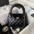 Chanel AS3970 Flap Bag with top handle Lambskin gold tone metal Black - Default Title - View 1