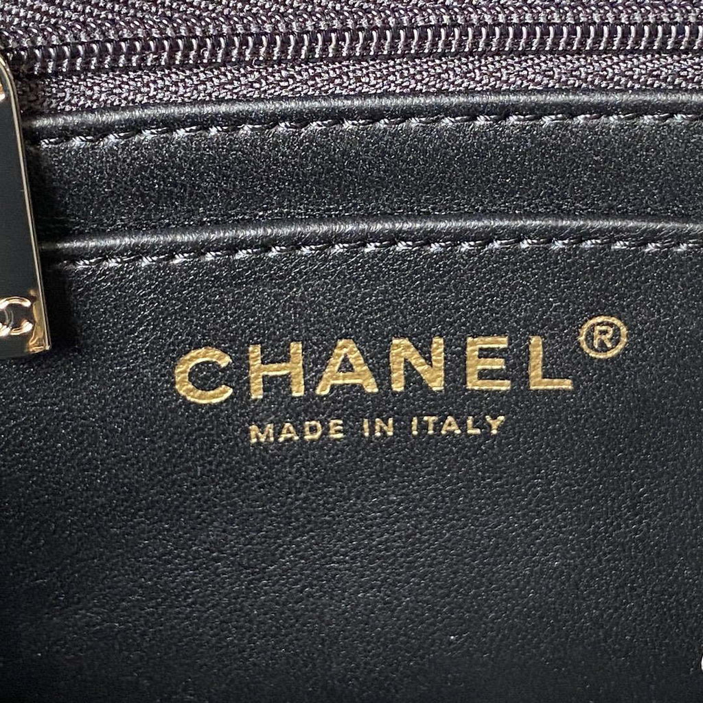 Chanel AS4141 Camellia Embossed With top Handle Bag Black