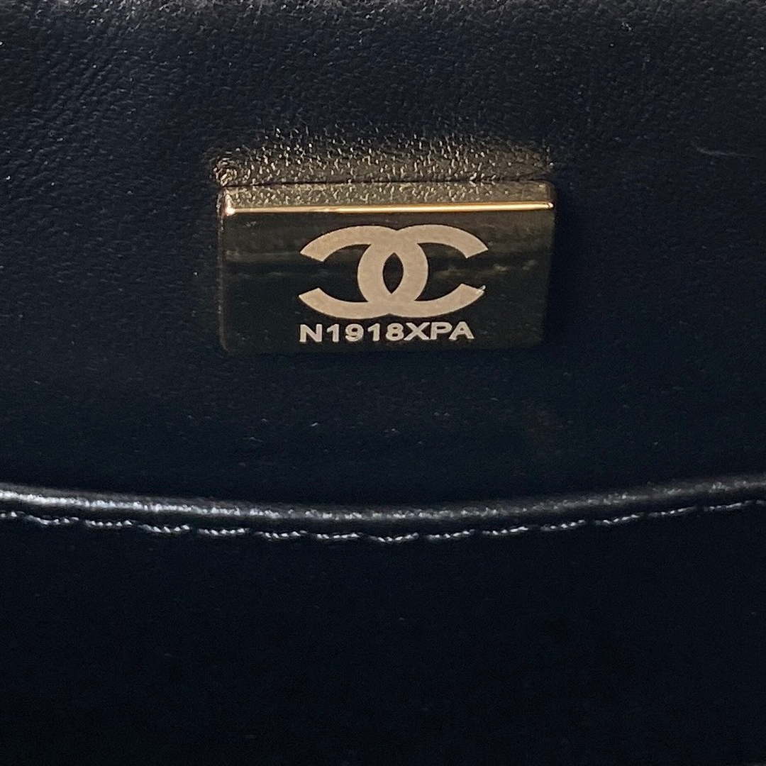 Chanel AS3970 Flap Bag with top handle Lambskin gold tone metal Black - Default Title - View 9
