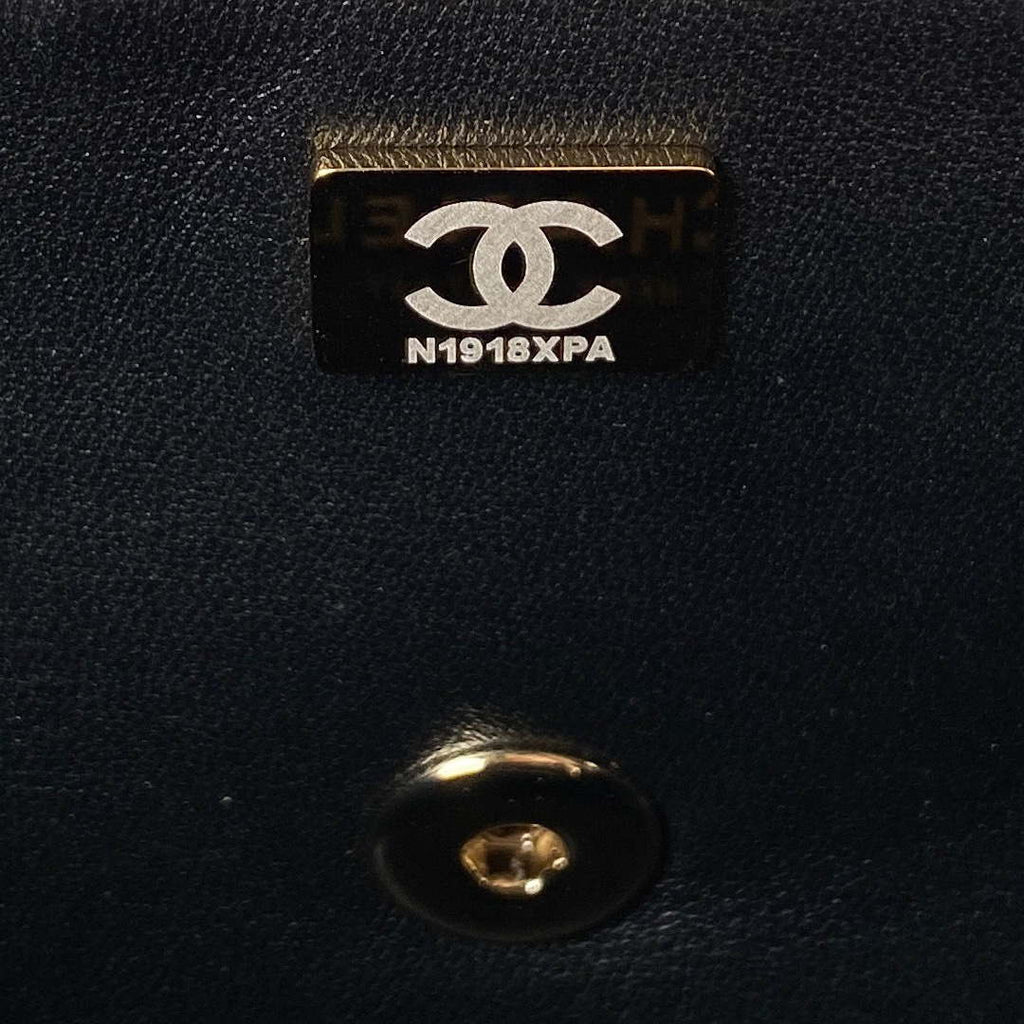 Chanel AS4141 Camellia Embossed With top Handle Bag Black