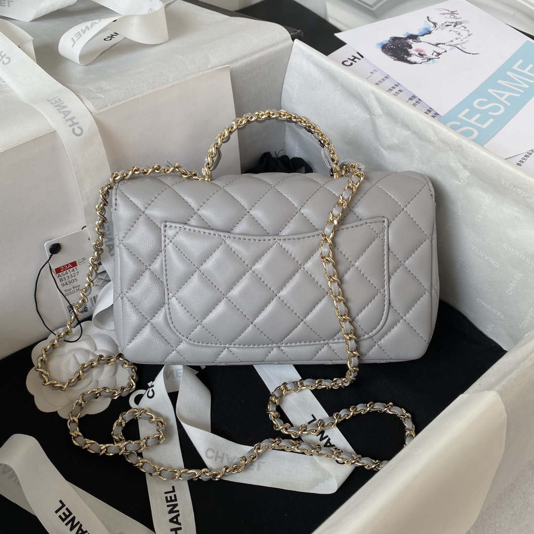 Chanel AS4141 Camellia Embossed With top Handle Bag Gray - Default Title - View 2