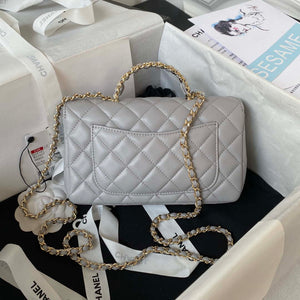 Chanel AS4141 Camellia Embossed With top Handle Bag Gray - Default Title - View 2