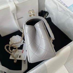 Chanel AS4141 Camellia Embossed With top Handle Bag Gray - Default Title - View 5