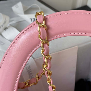 Chanel AS3970 Flap Bag with top handle Lambskin gold tone metal Pink - Default Title - View 4