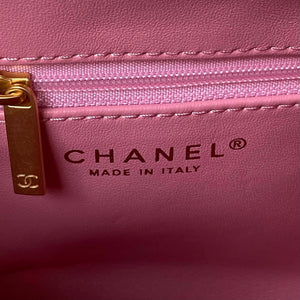 Chanel AS3970 Flap Bag with top handle Lambskin gold tone metal Pink - Default Title - View 7