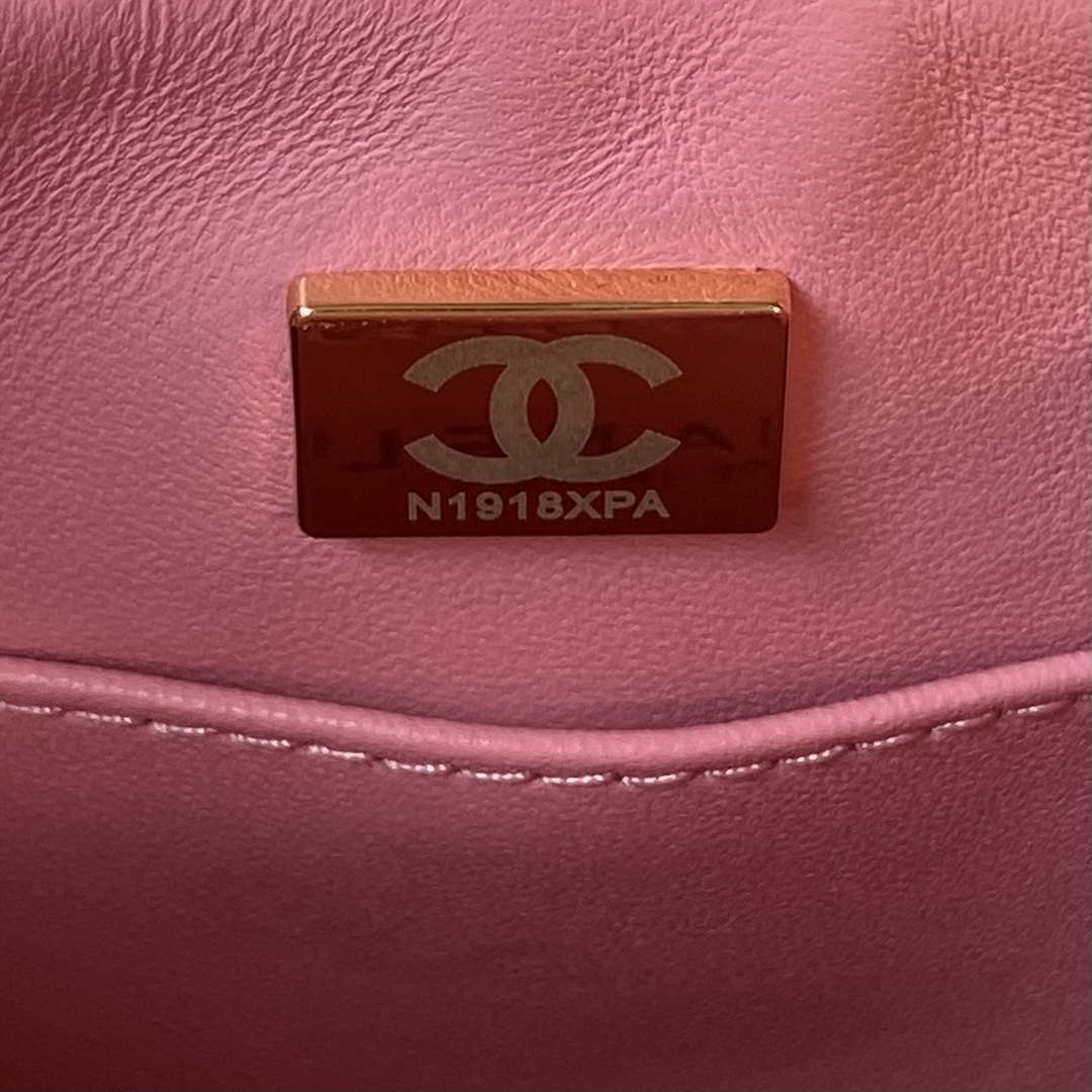 Chanel AS3970 Flap Bag with top handle Lambskin gold tone metal Pink - Default Title - View 8