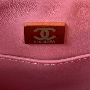 Chanel AS3970 Flap Bag with top handle Lambskin gold tone metal Pink - Default Title - View 8