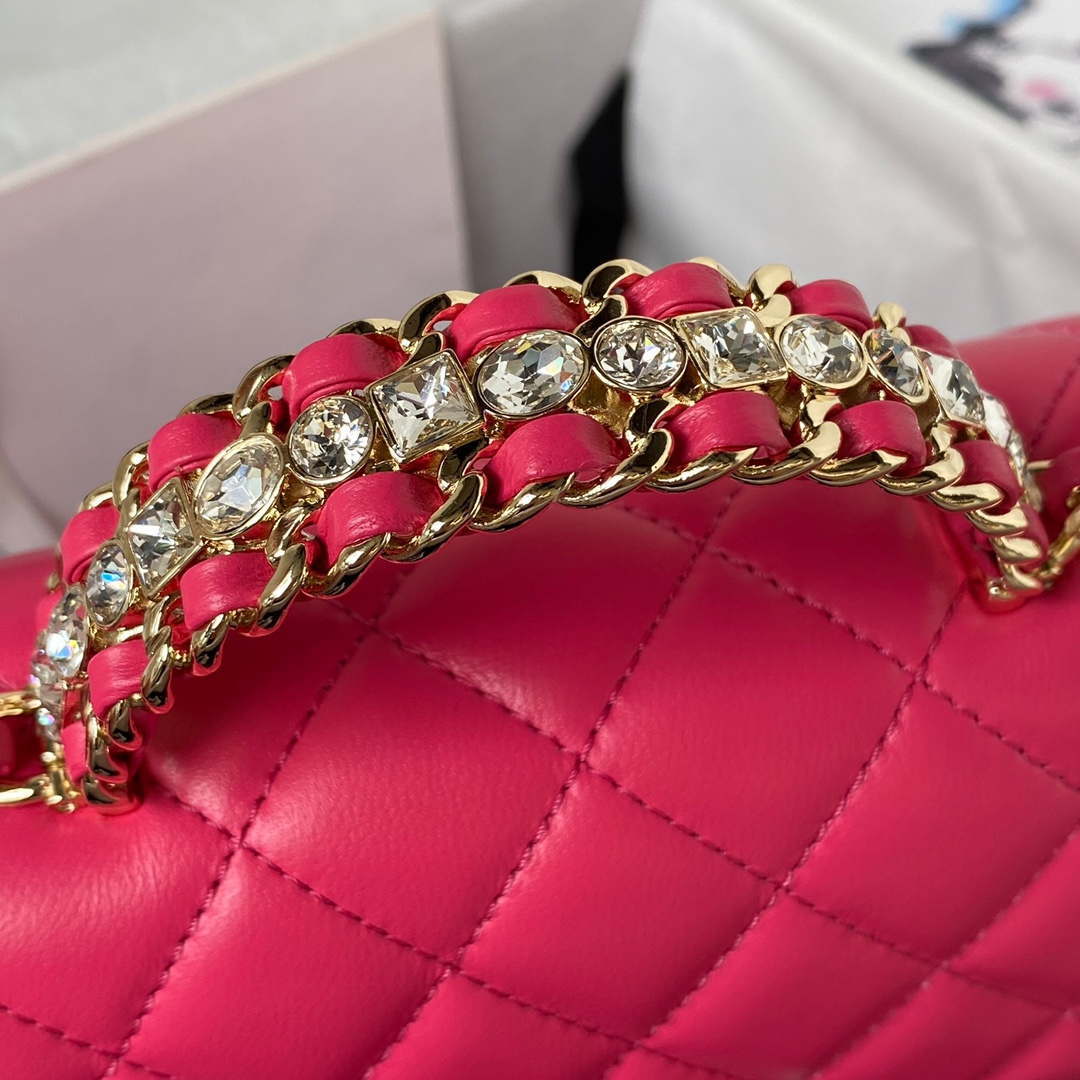 Chanel AS4141 Camellia Embossed With top Handle Bag Rose Red - Default Title - View 4
