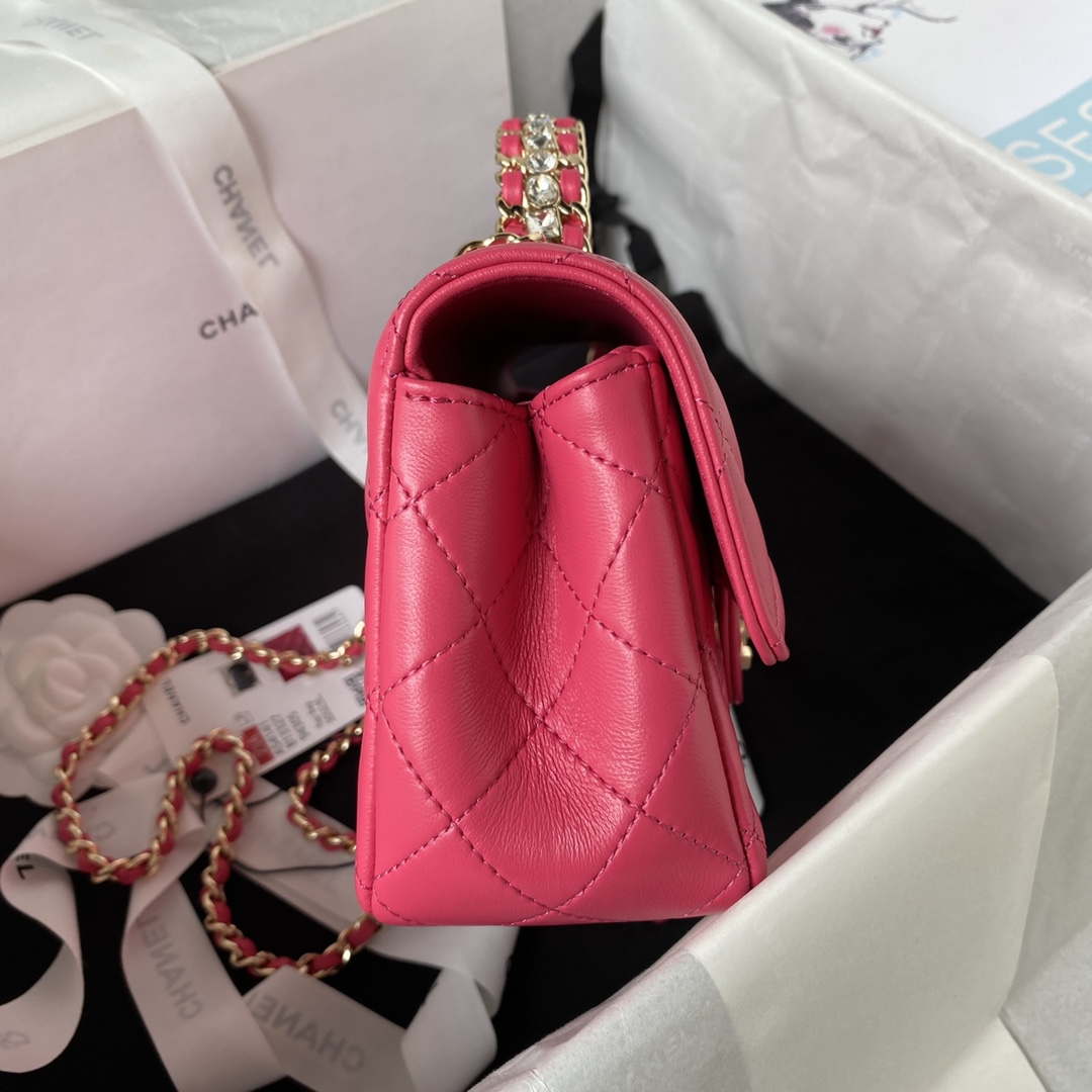 Chanel AS4141 Camellia Embossed With top Handle Bag Rose Red - Default Title - View 5