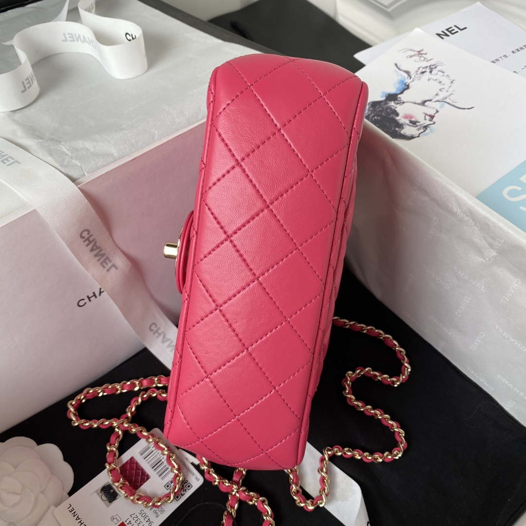 Chanel AS4141 Camellia Embossed With top Handle Bag Rose Red - Default Title - View 6