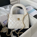 Chanel AS3970 Flap Bag with top handle Lambskin gold tone metal White - Default Title - View 1