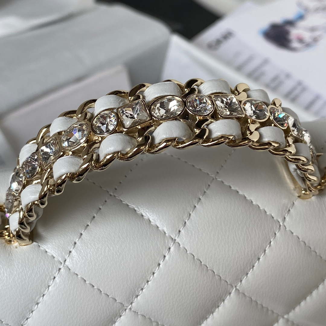 Chanel AS4141 Camellia Embossed With top Handle Bag White