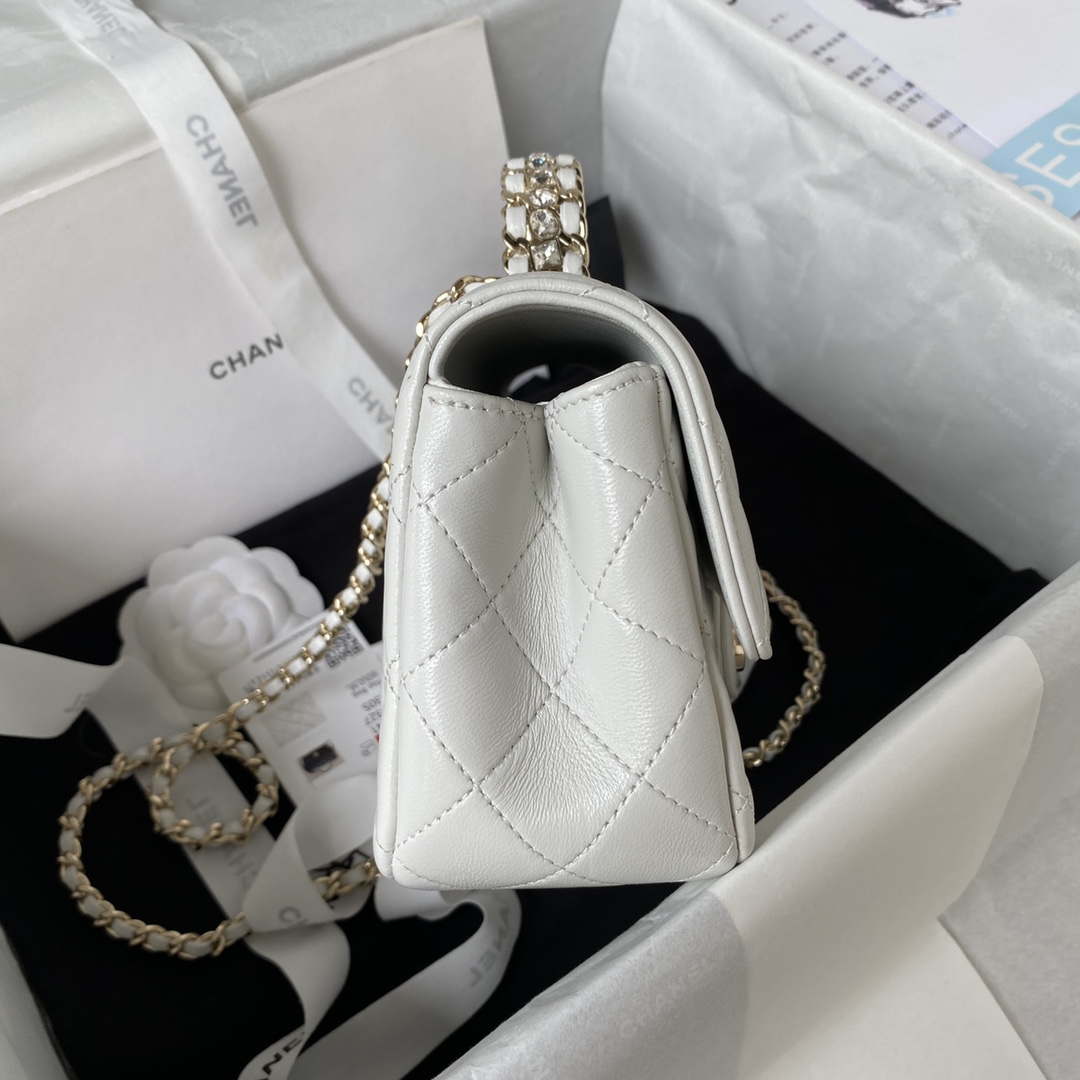 Chanel AS4141 Camellia Embossed With top Handle Bag White - Default Title - View 5