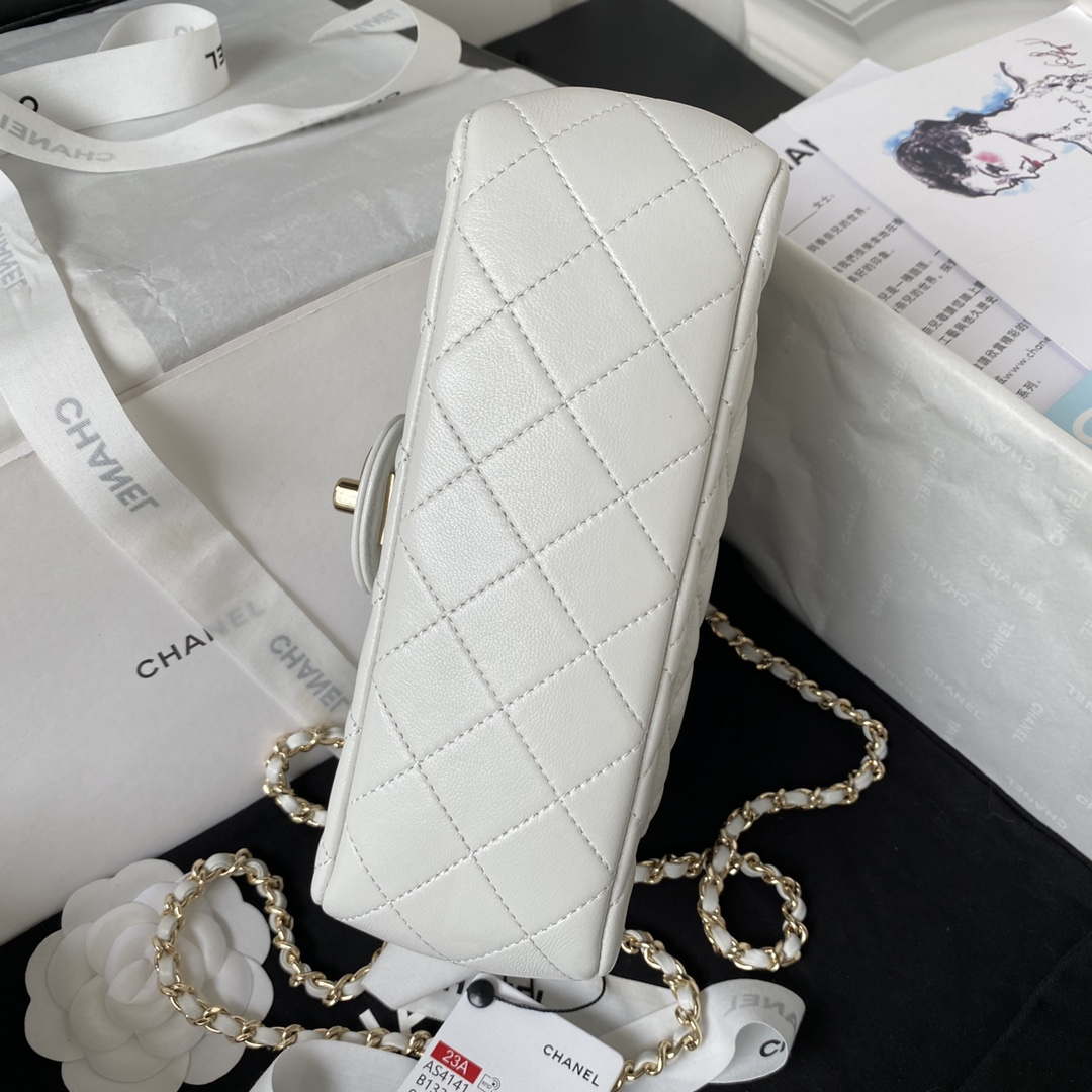 Chanel AS4141 Camellia Embossed With top Handle Bag White - Default Title - View 6